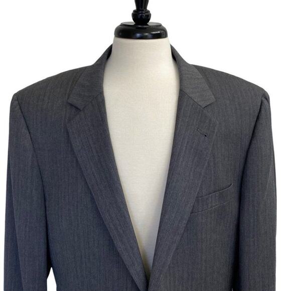 Jos. A. Bank Blazer Mens 44L Long Grey Herringbone Wool Two Button Lined Formal - Picture 1 of 8